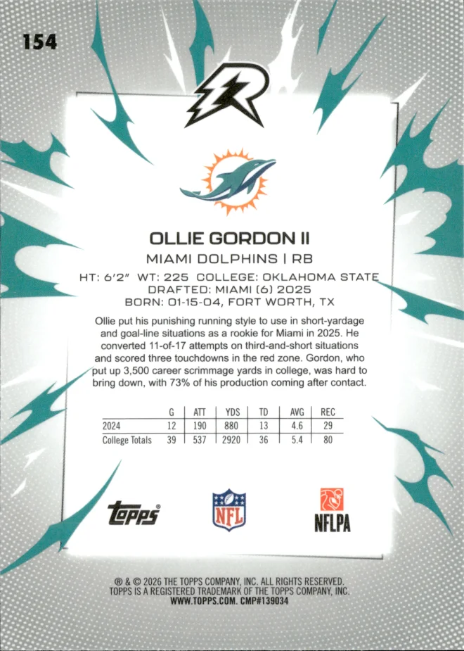 Ollie Gordon II card back