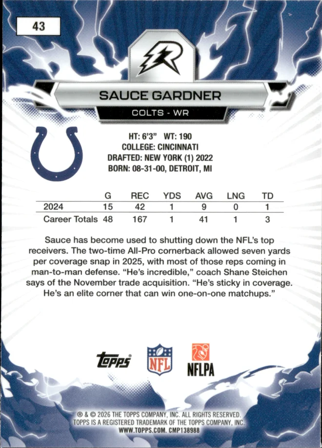 Sauce Gardner card back