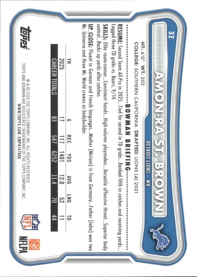 Amon-Ra St. Brown card back