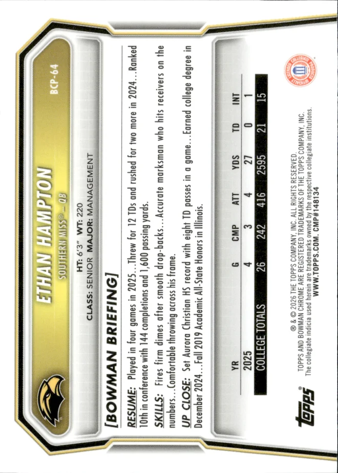 Ethan Hampton card back