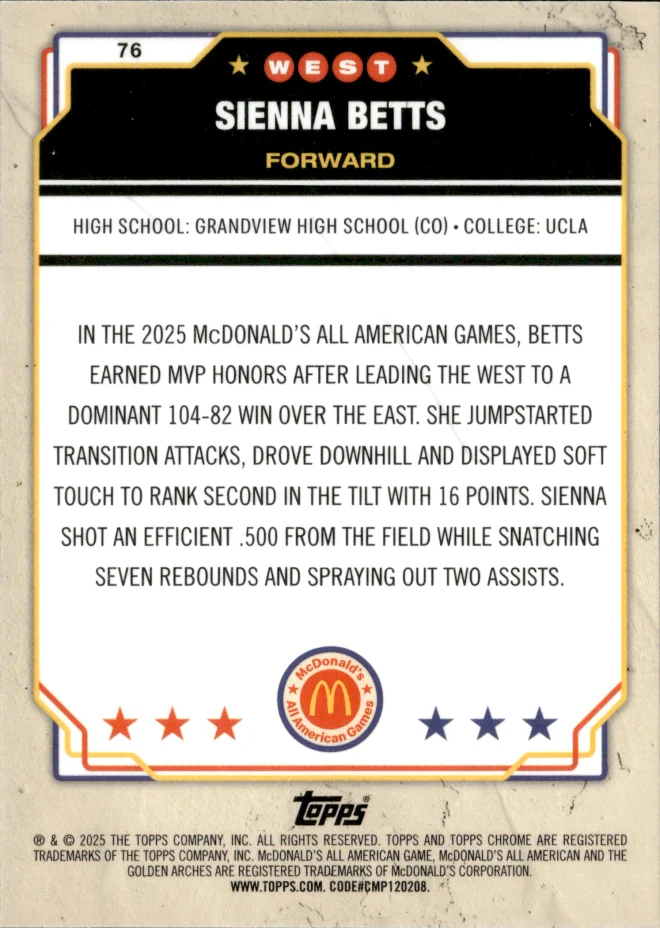 Sienna Betts card back