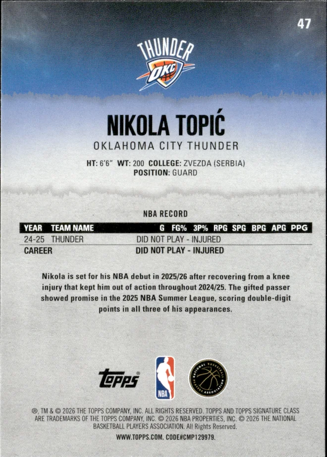 Nikola Topić card back