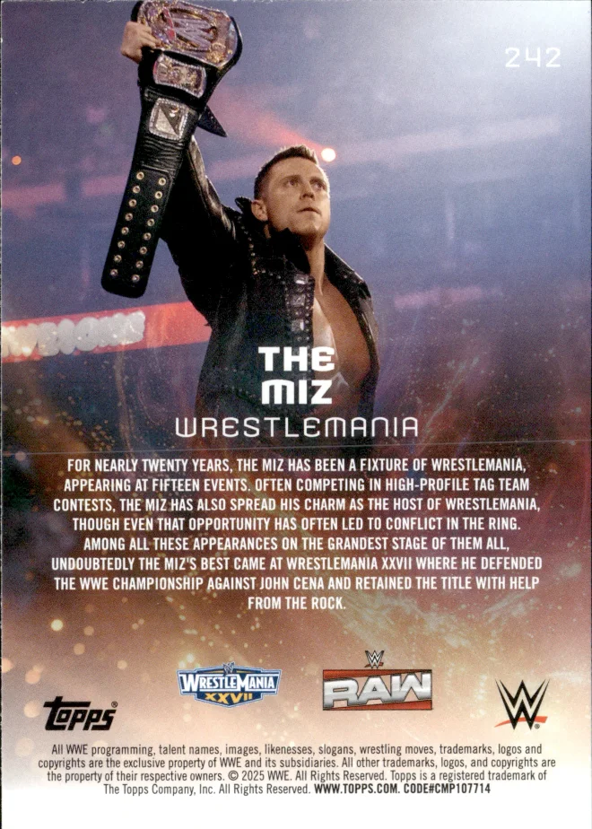 The Miz card back