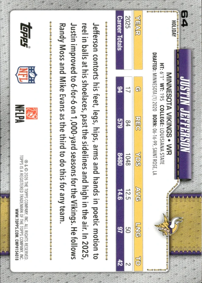 Justin Jefferson card back