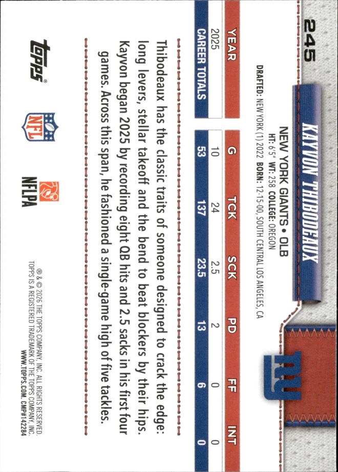Kayvon Thibodeaux card back