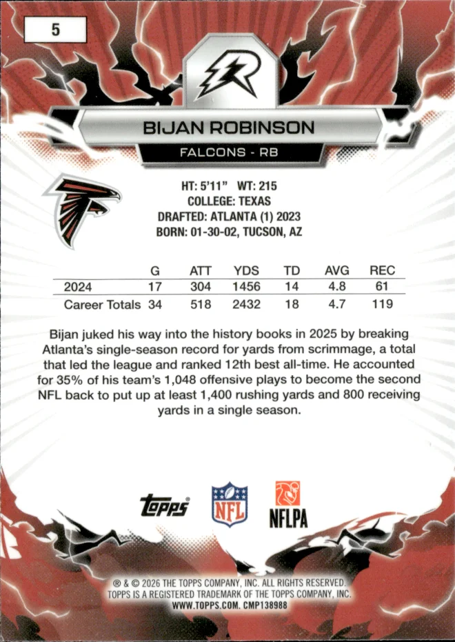 Bijan Robinson card back