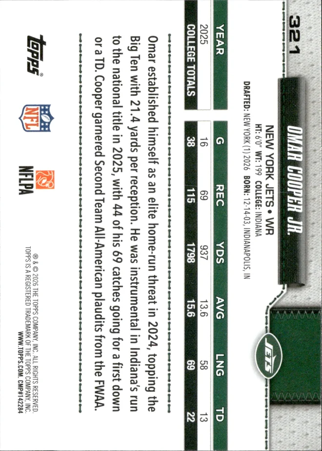Omar Cooper Jr. card back