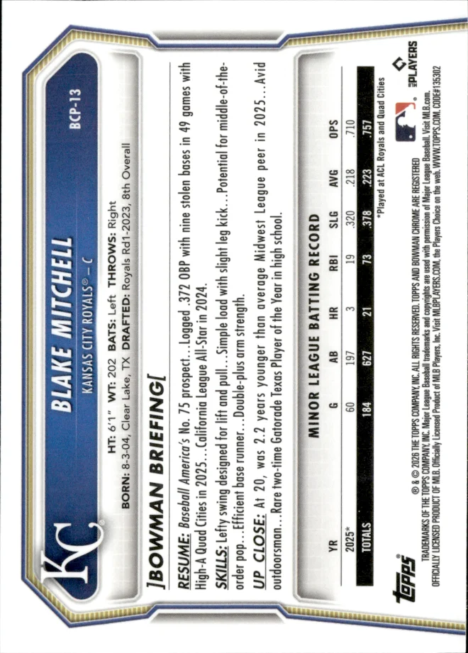 Blake Mitchell card back