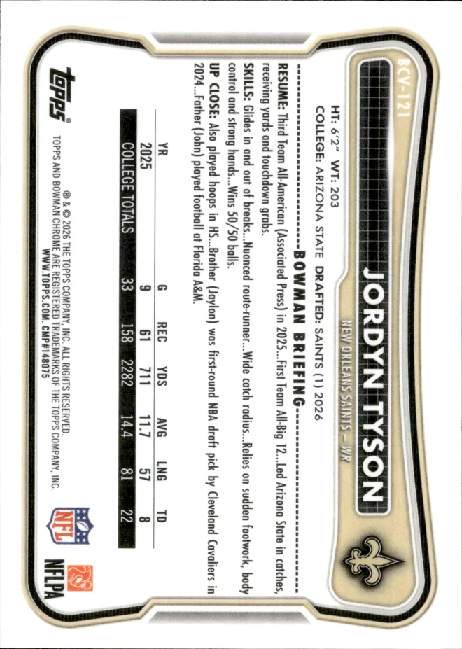 Jordyn Tyson card back