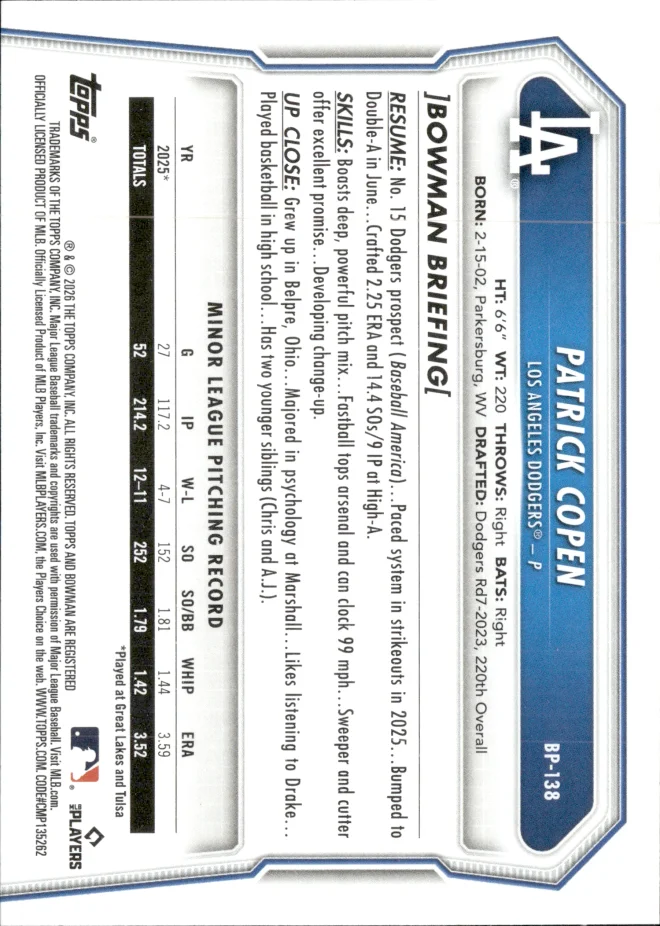 Patrick Copen card back