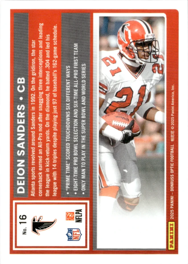 Deion Sanders card back