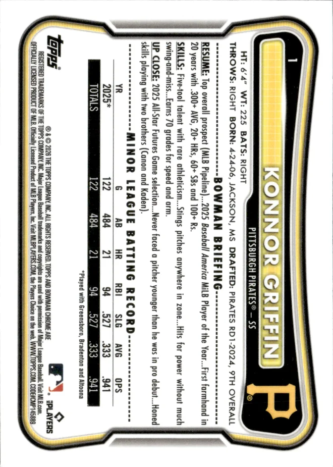 Konnor Griffin card back