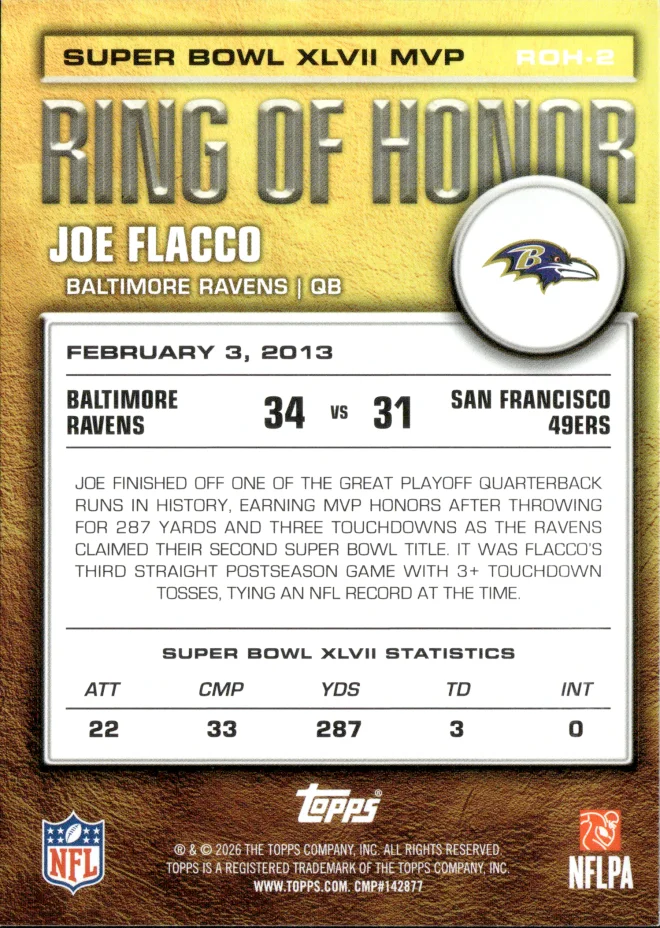 Joe Flacco card back