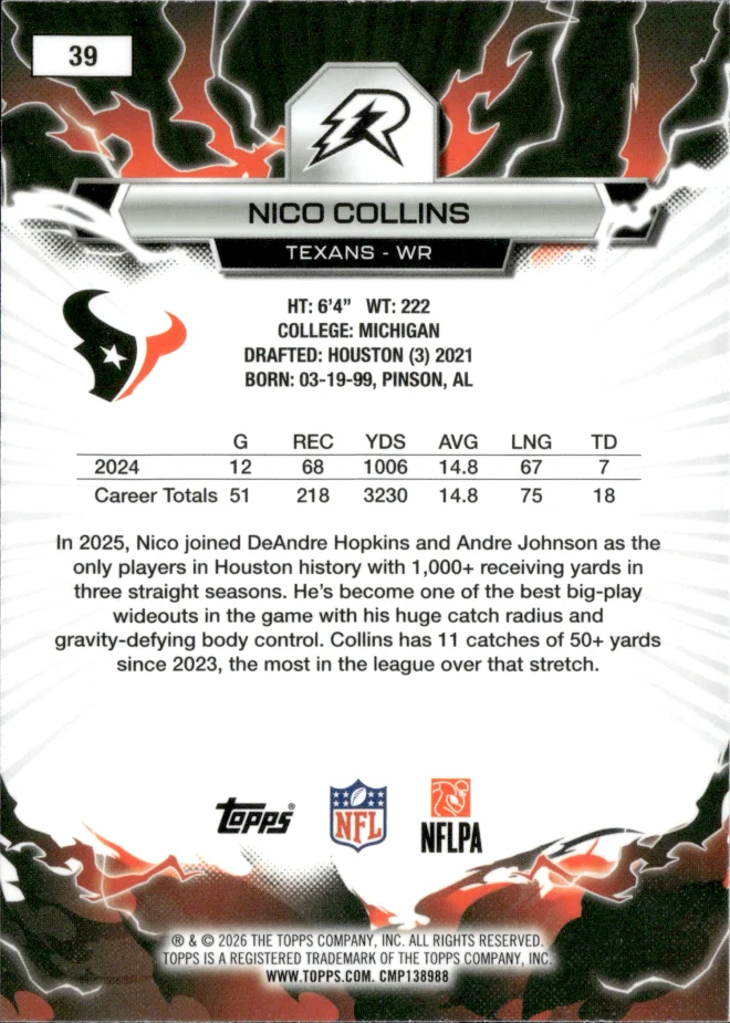 Nico Collins card back