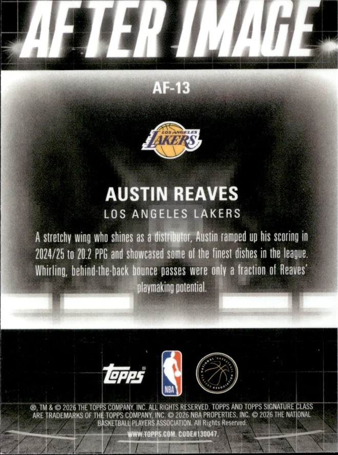 Austin Reaves card back