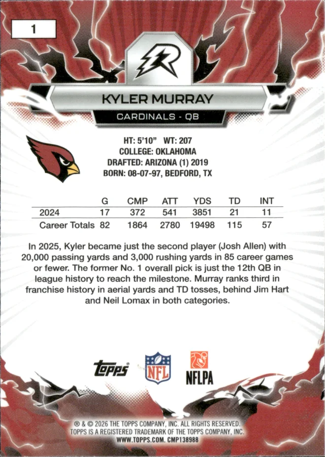 Kyler Murray card back
