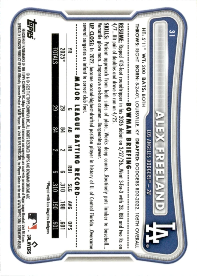 Alex Freeland card back