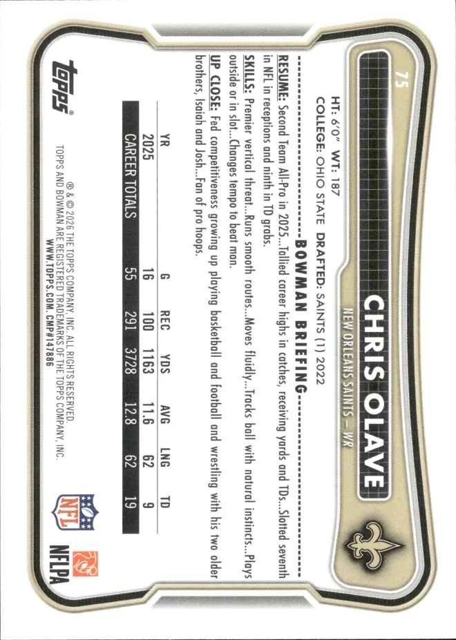 Chris Olave card back