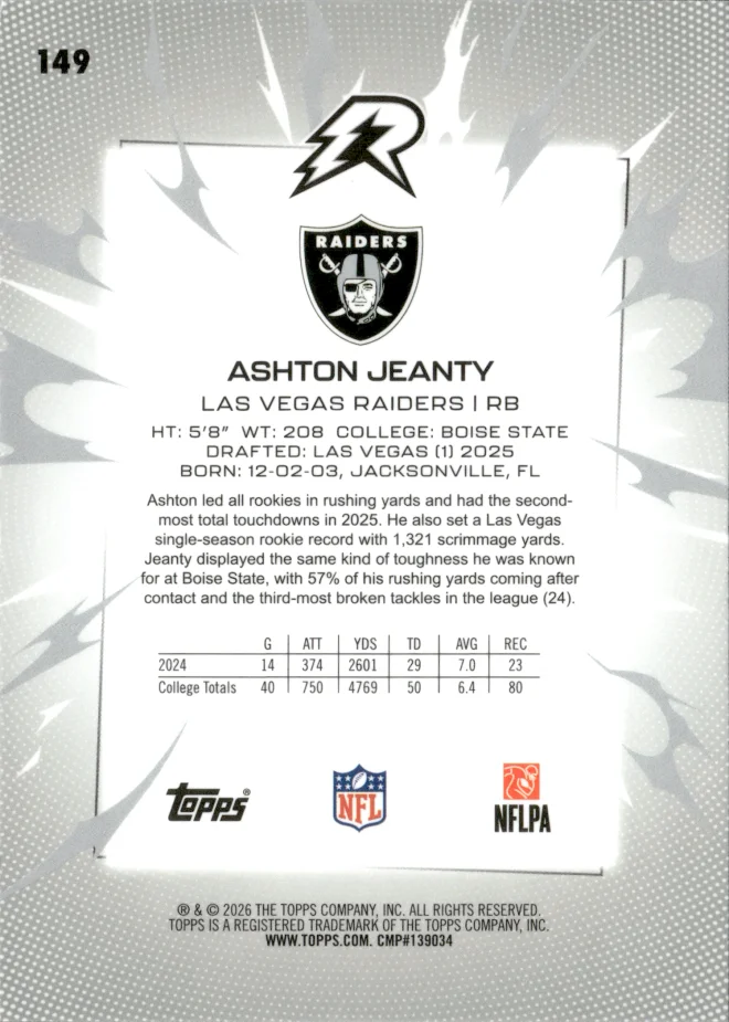 Ashton Jeanty card back