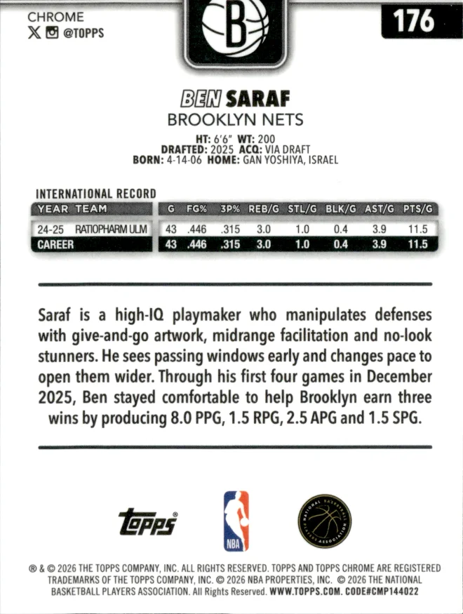 Ben Saraf card back