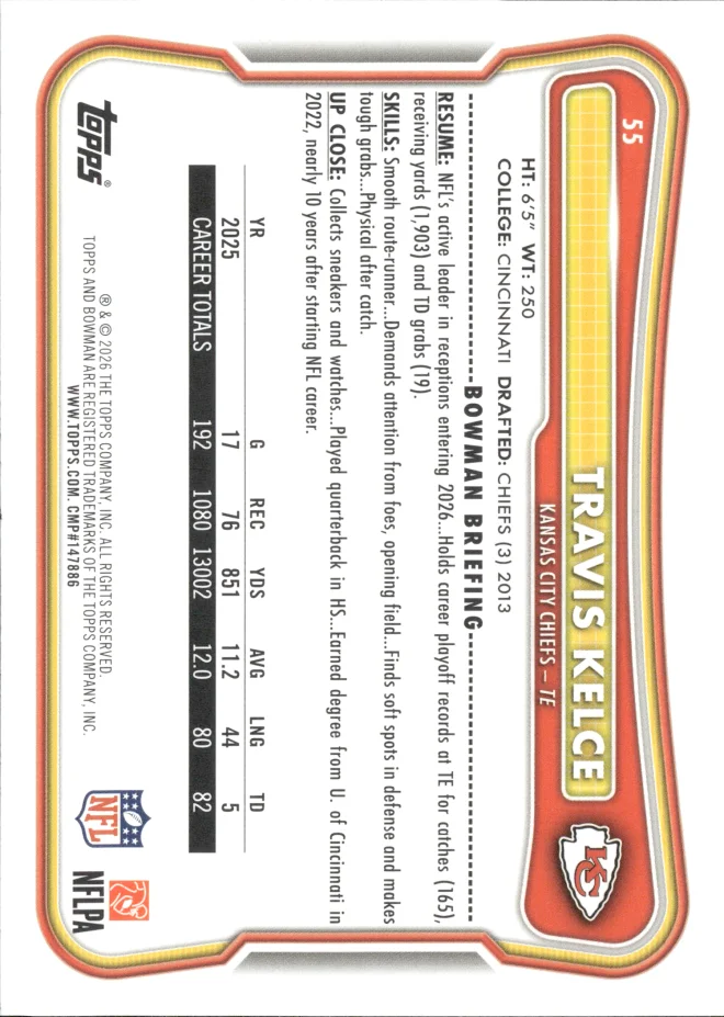 Travis Kelce card back