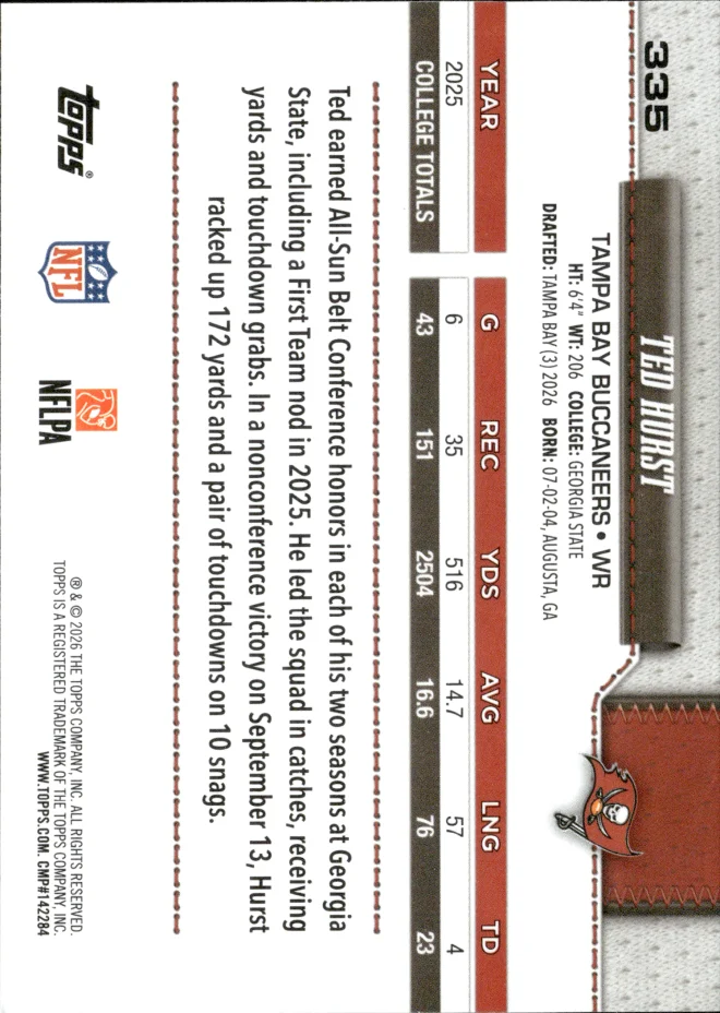 Ted Hurst card back