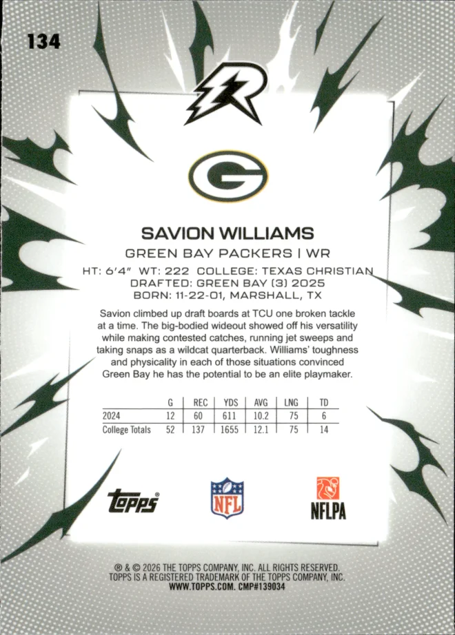 Savion Williams card back
