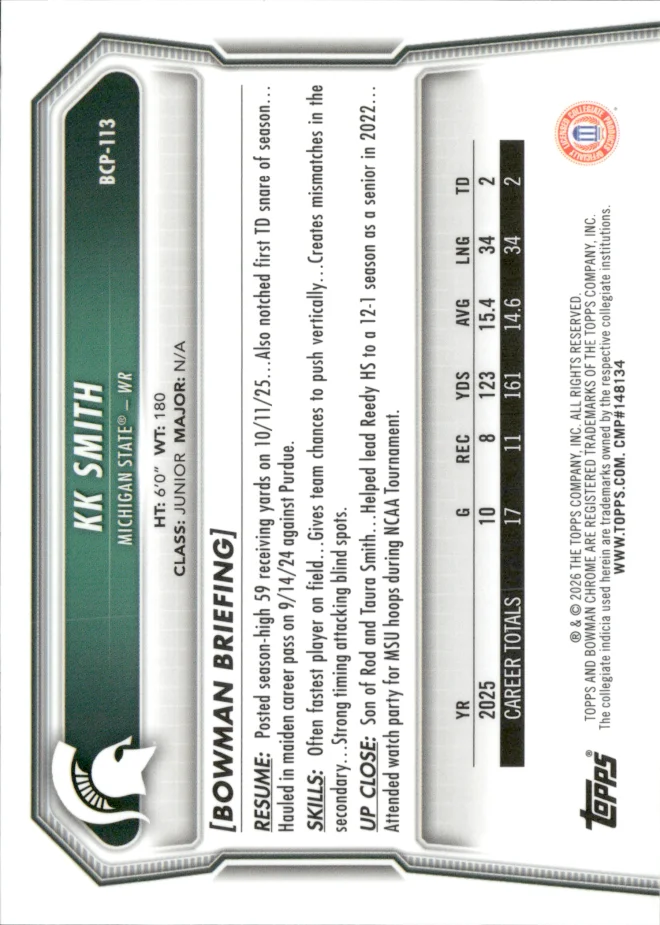 KK Smith card back