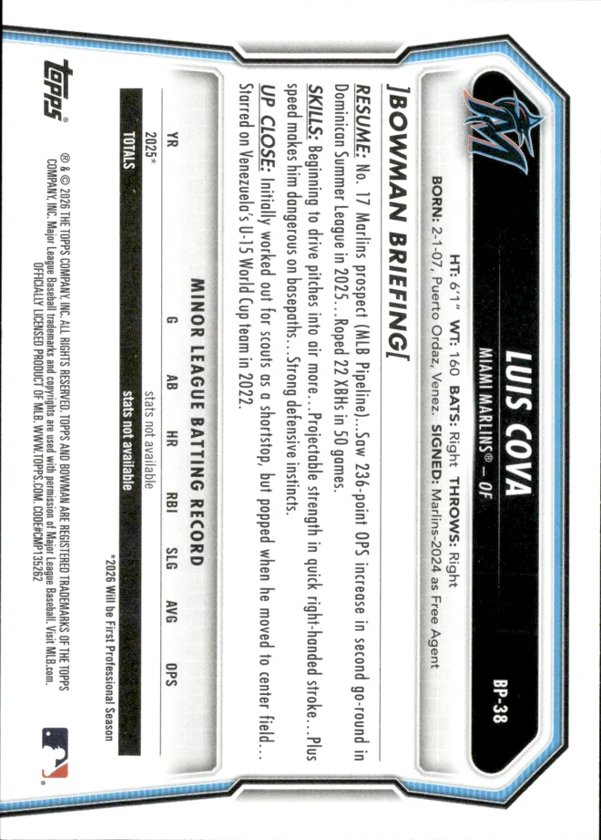 Luis Cova card back