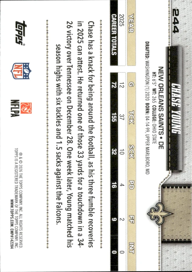 Chase Young card back