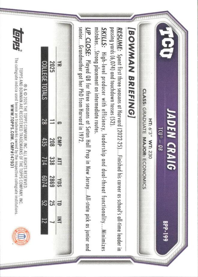 Jaden Craig card back