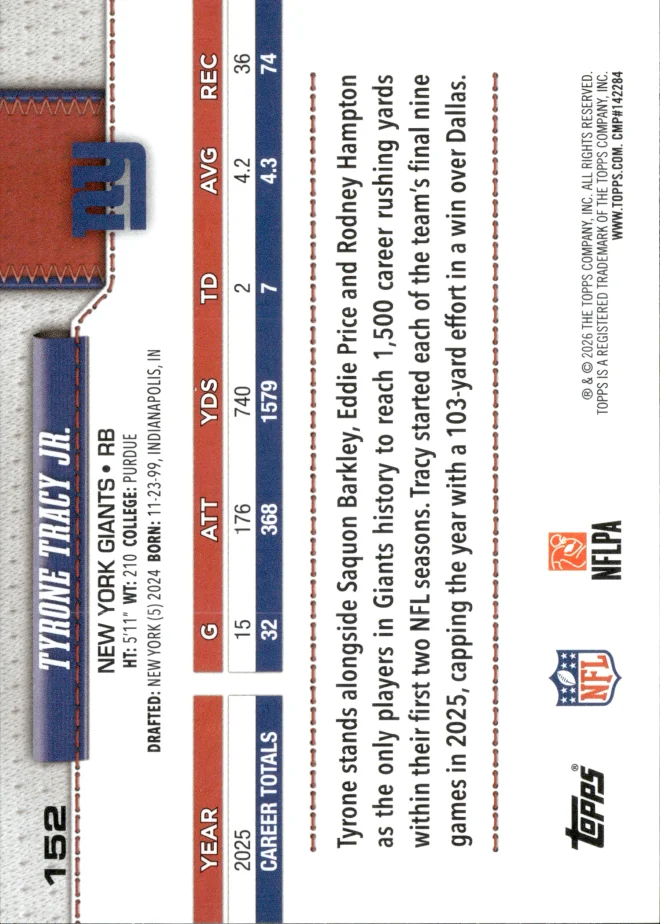 Tyrone Tracy Jr. card back