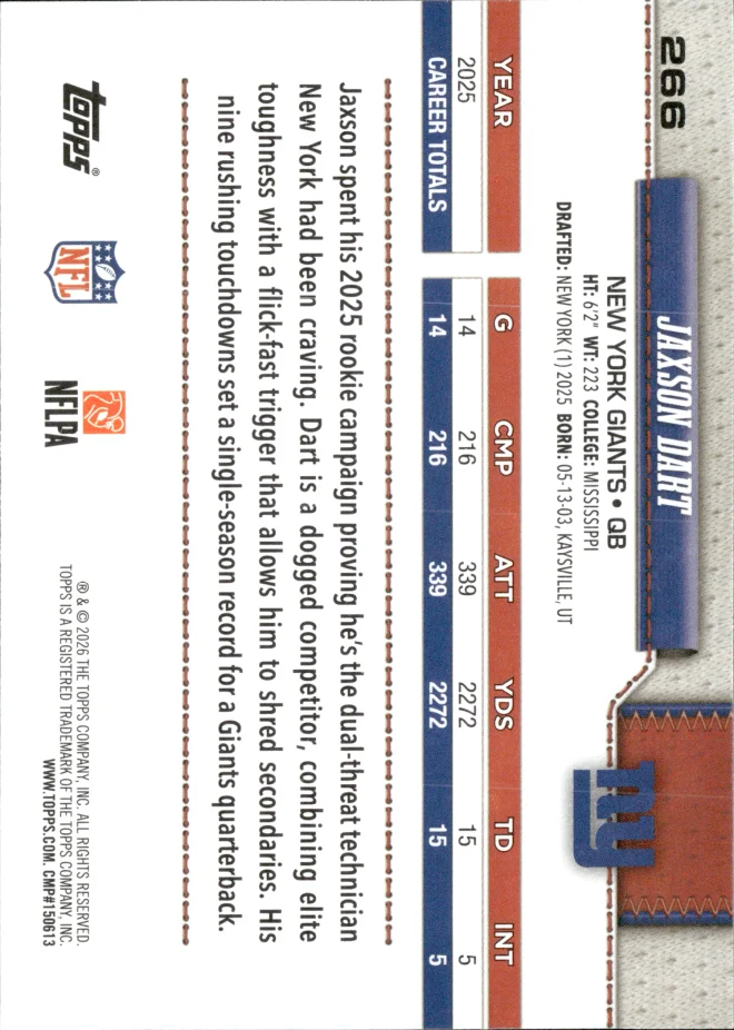 Jaxson Dart card back