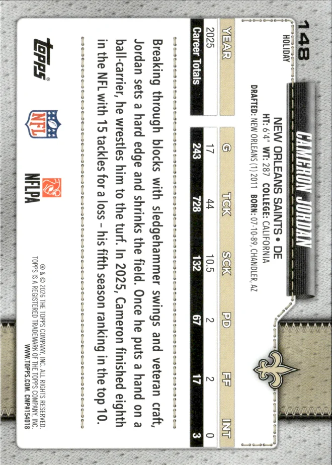 Cameron Jordan card back