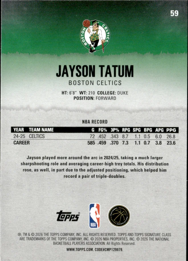 Jayson Tatum card back
