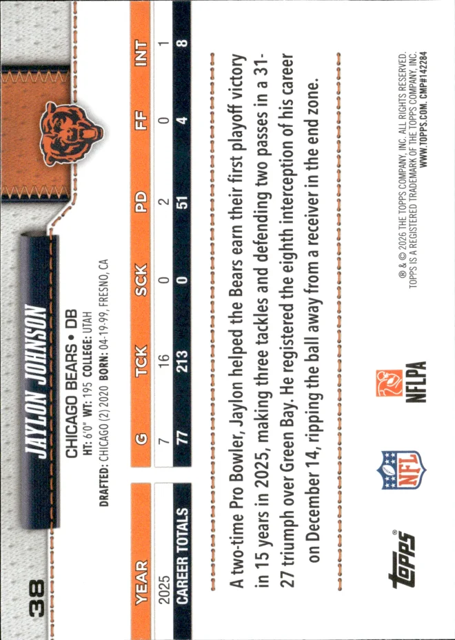 Jaylon Johnson card back