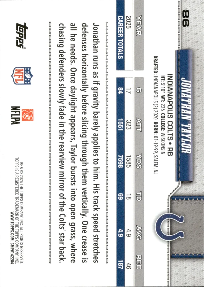 Jonathan Taylor card back