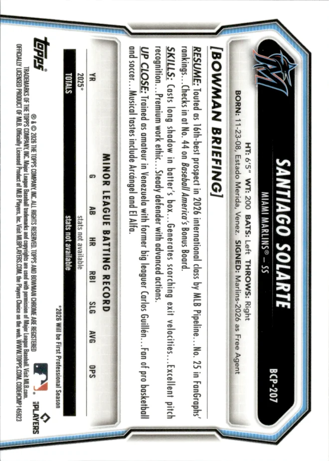 Santiago Solarte card back