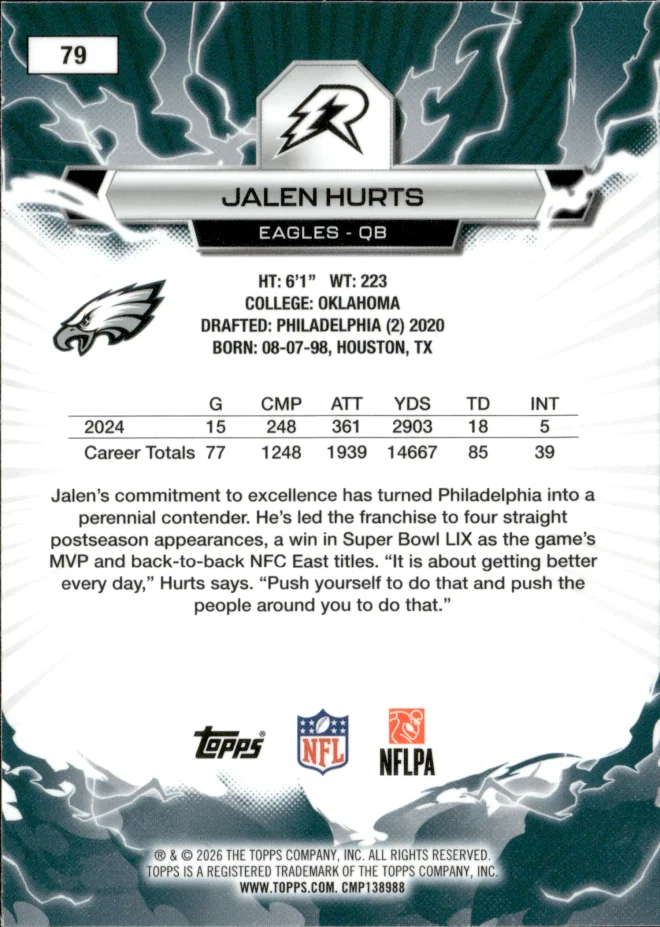 Jalen Hurts card back