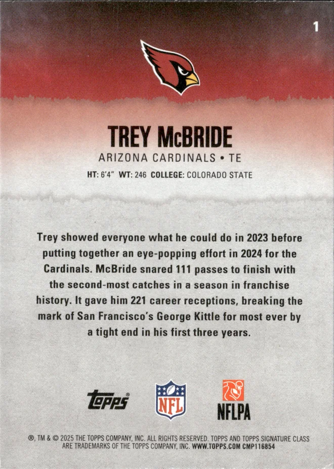 Trey McBride card back