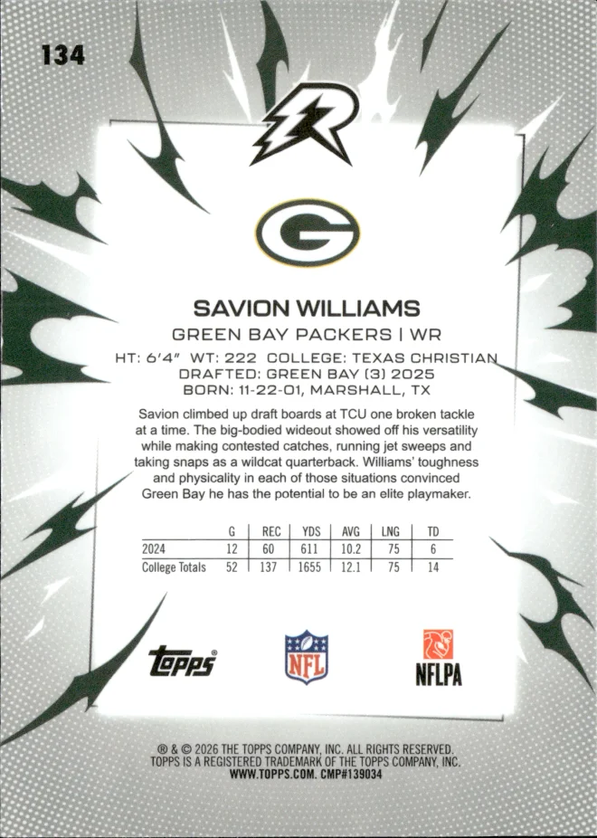 Savion Williams card back
