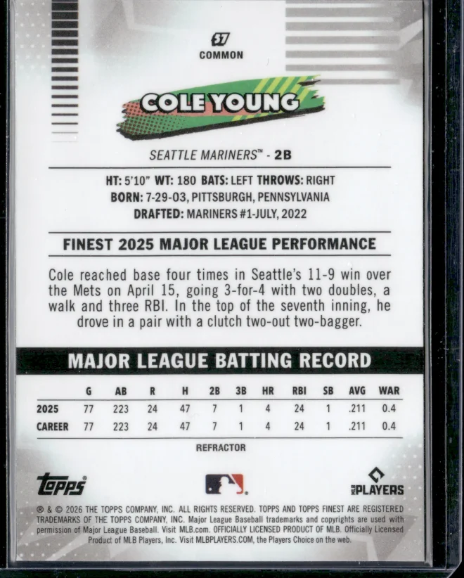 Cole Young card back