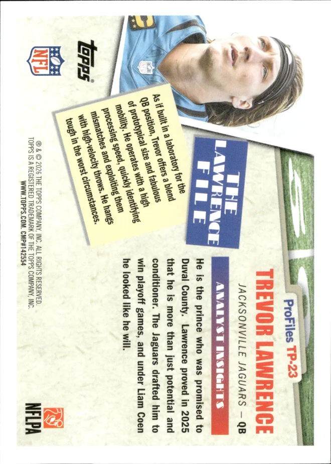 Trevor Lawrence card back