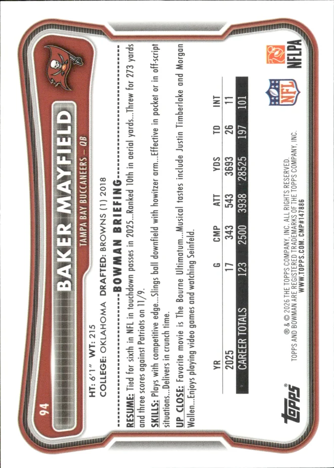 Baker Mayfield card back