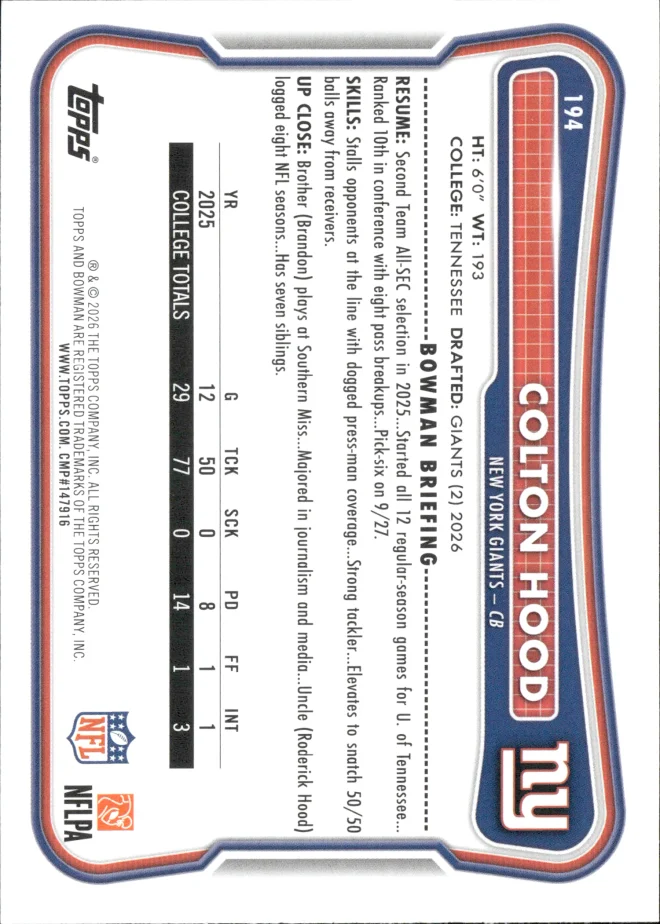 Colton Hood card back