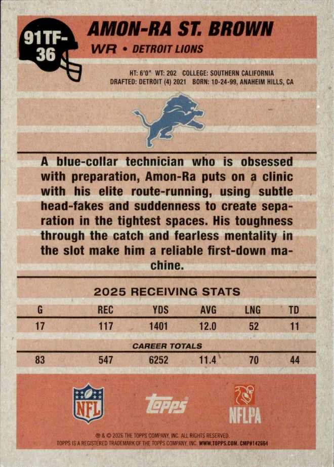 Amon-Ra St. Brown card back