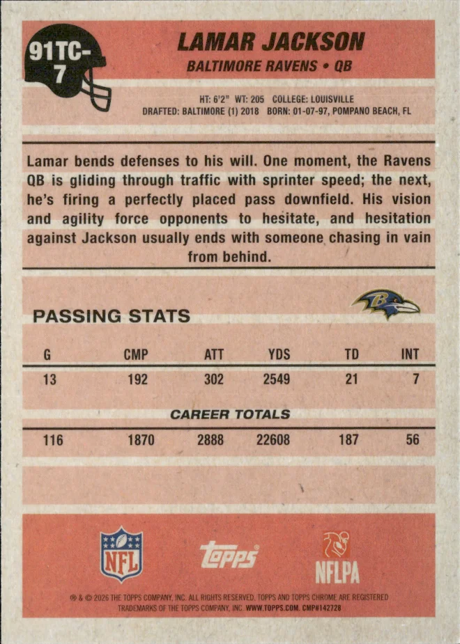 Lamar Jackson card back