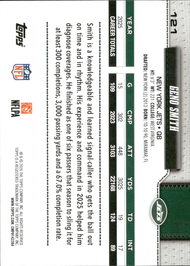 Geno Smith card back