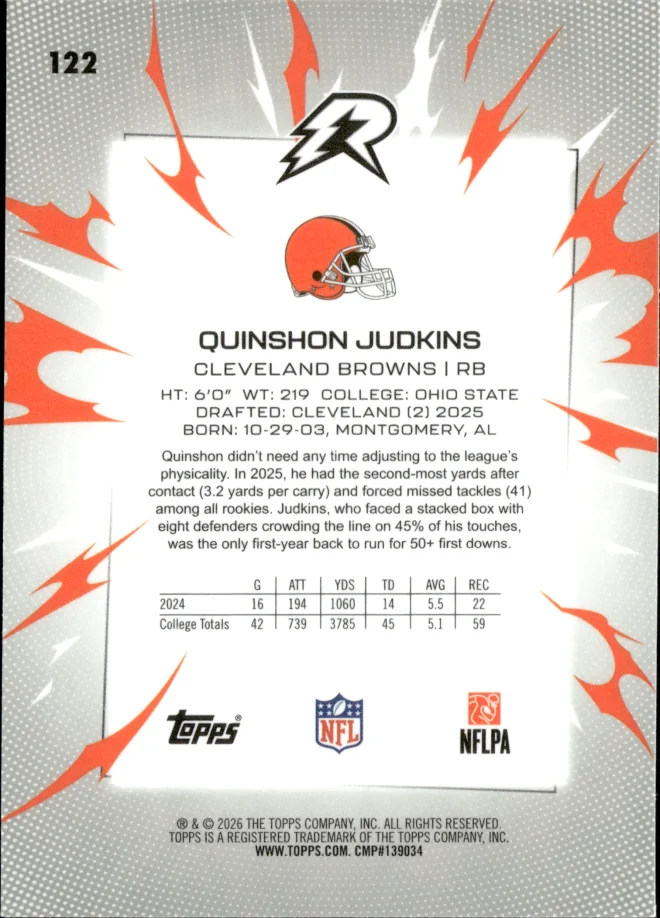 Quinshon Judkins card back