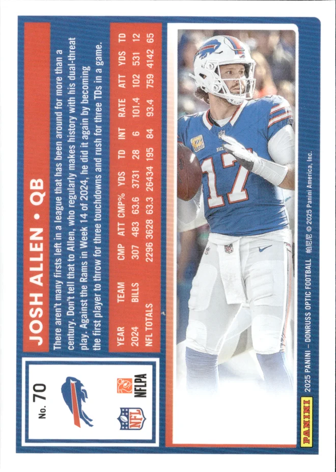 Josh Allen card back